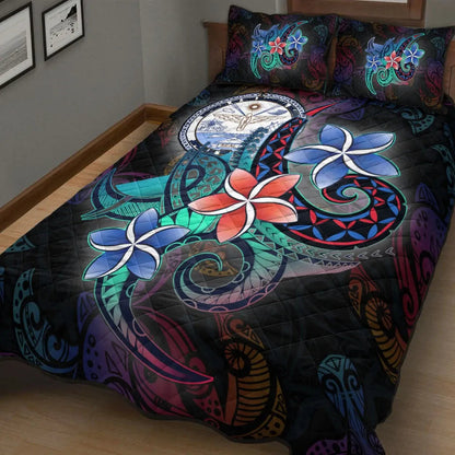 Marshall Islands Quilt Bed Set - Plumeria Flowers Style