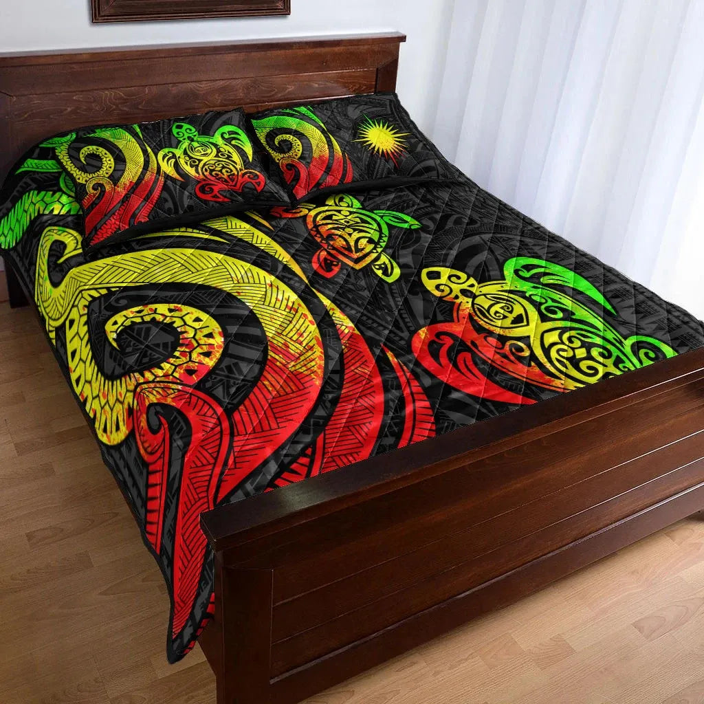 Marshall Islands Quilt Bed Set - Reggae Tentacle Turtle