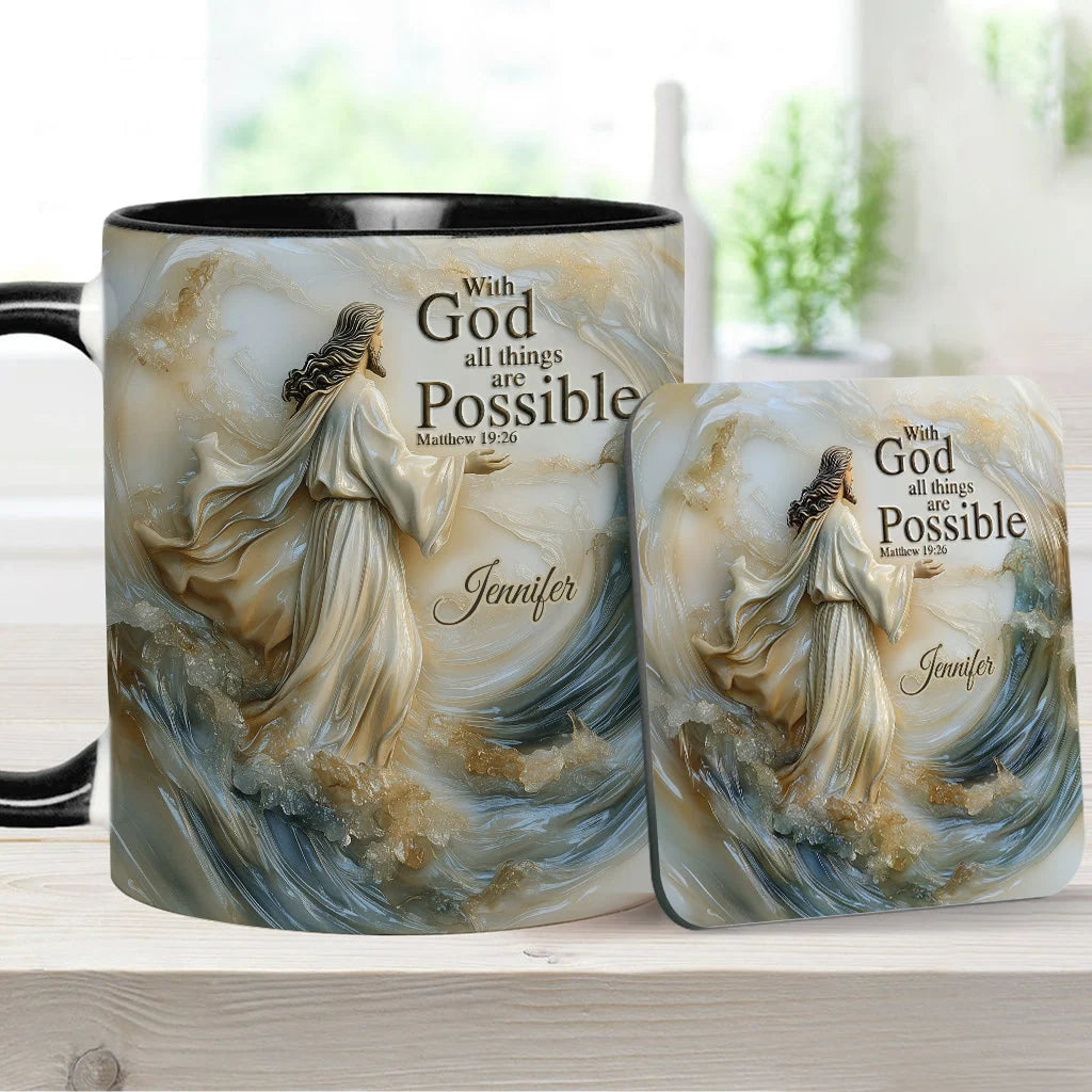 With God All Things Is Posible - Personalized Accent Mug