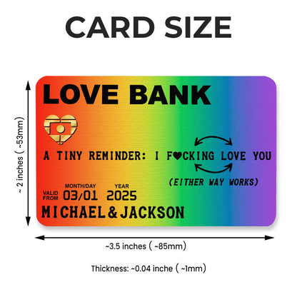 Love Bank Card, A Tiny Reminder of Your Love - Personalized Aluminum Wallet Card