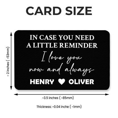 In Case You Need A Little Reminder, I Love You Now And Always - Personalized Aluminum Wallet Card