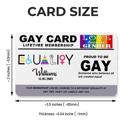 Equality Card, Lifetime Membership - Personalized Aluminum Wallet Card