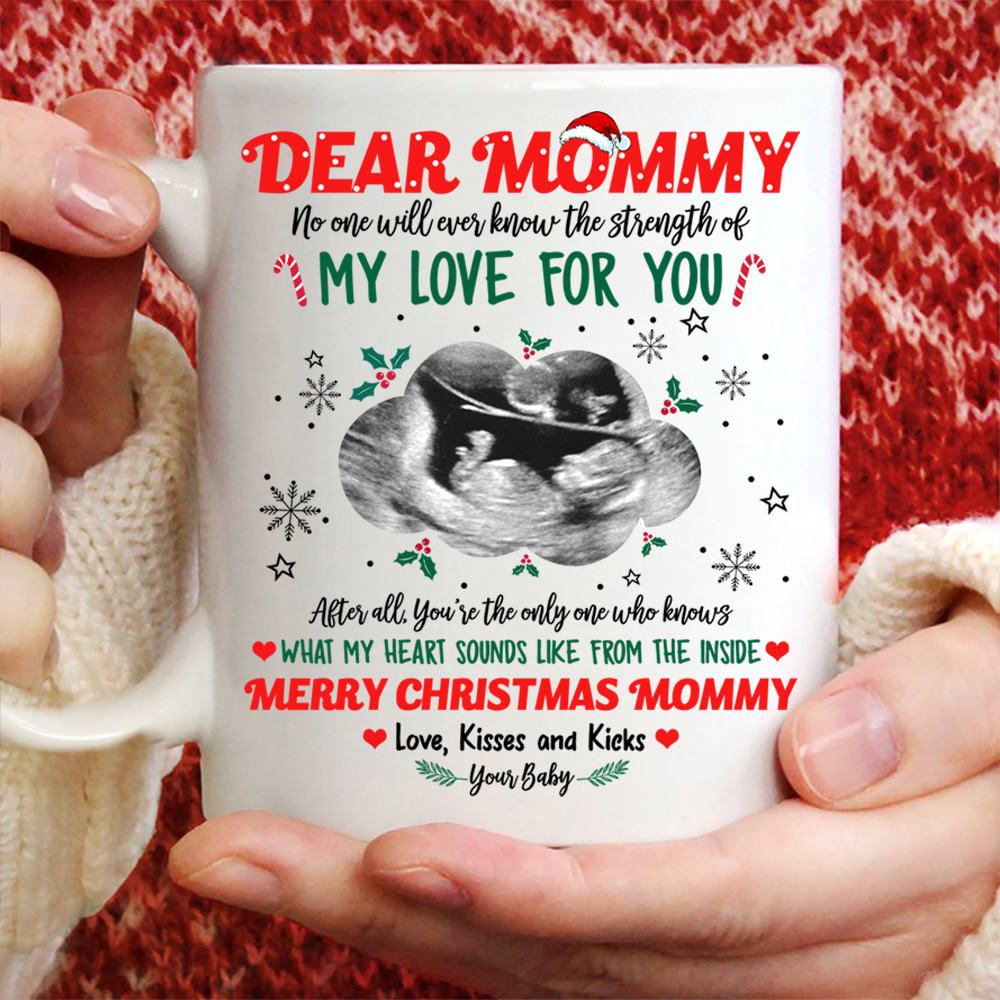 What My Heart Sounds Like From The Inside Merry Christmas Mommy Mug - Personalized Coffee Mug - Christmas Gift