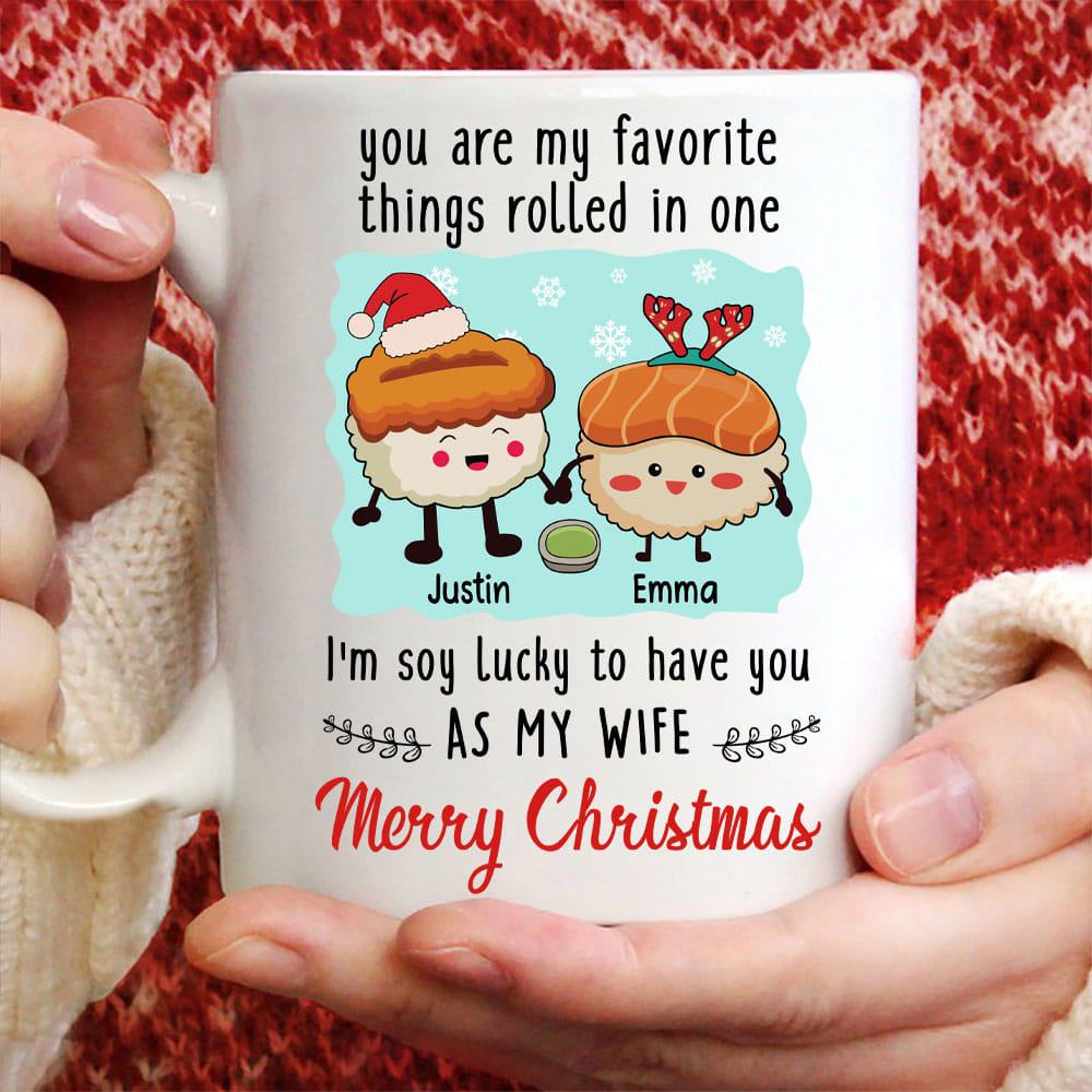 I’m Soy Lucky To Have You As My Wife Merry Christmas Mug - Personalized Couple Mug