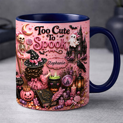 Too Cute To Spook - Personalized Pink Halloween Accent Mug