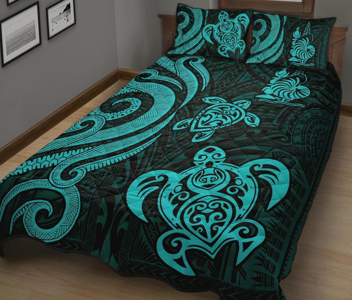 New Caledonia Quilt Bed Set - Turquoise Tentacle Turtle