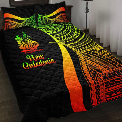 New Caledonia Quilt Bed Set - Reggae Polynesian Tentacle Tribal Pattern