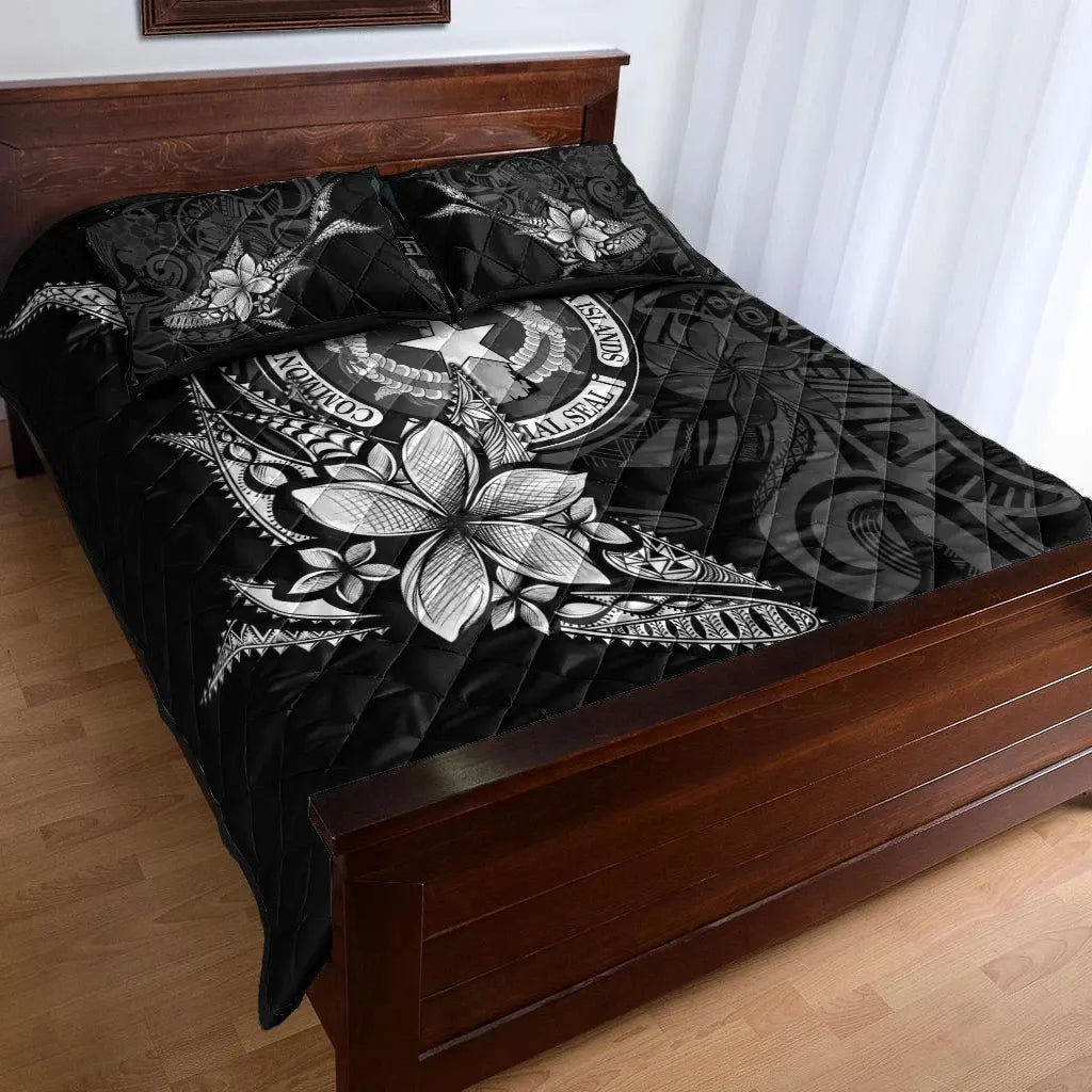 Northern Mariana Islands Quilt Bed Set - Fish With Plumeria Flowers Style