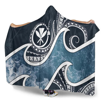 Polynesian Hawaii Hooded Blanket - Ocean Style