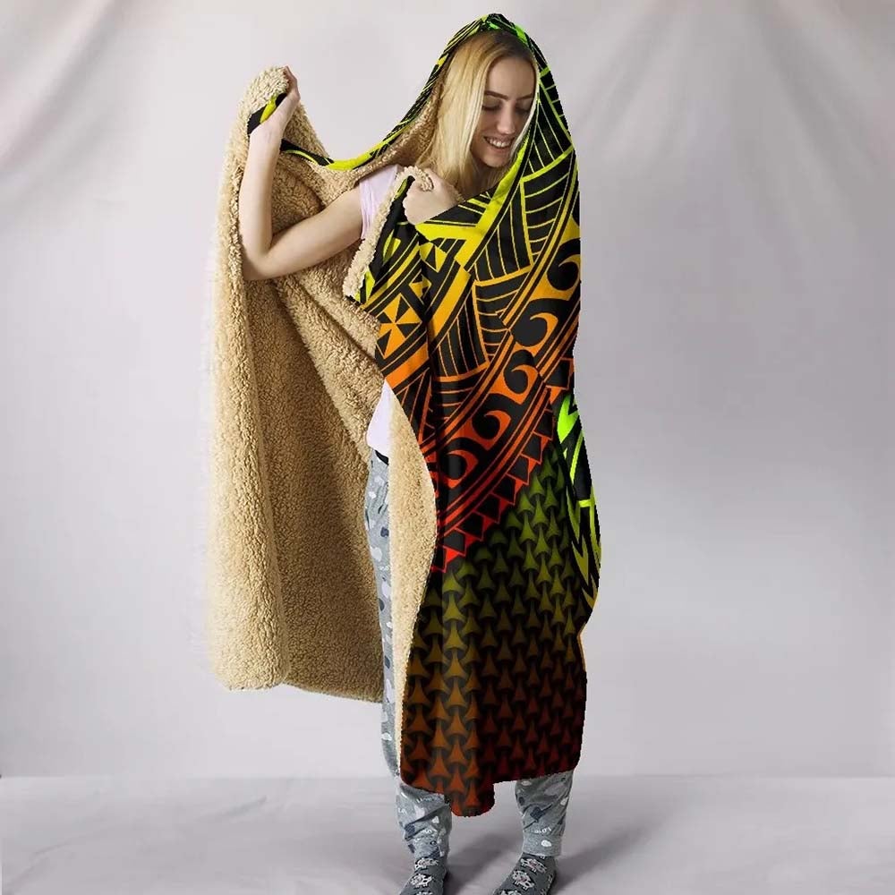 Polynesian Samoa Hooded Blanket - Reggae Vintage Polynesian Patterns