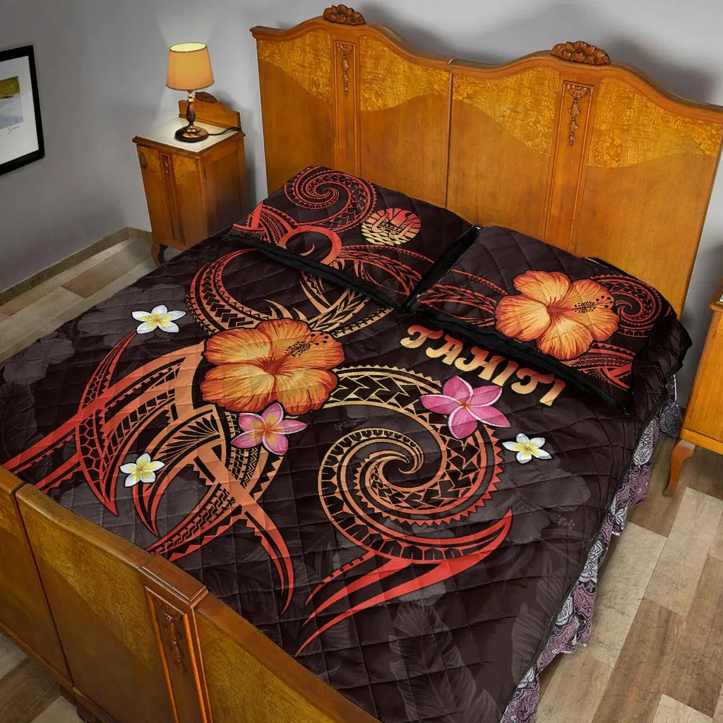 Polynesian Tahiti Quilt Bed Set - Legend of Tahiti (Red)