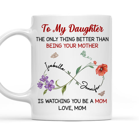 Watching You Be A Mom My Daughter - Personalized Coffee Mug