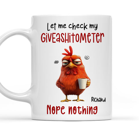 Let Me Check My Giveashitometer Nope Nothing - Personalized Coffee Mug - Fun Gifts For Coworkers, Friends, Family