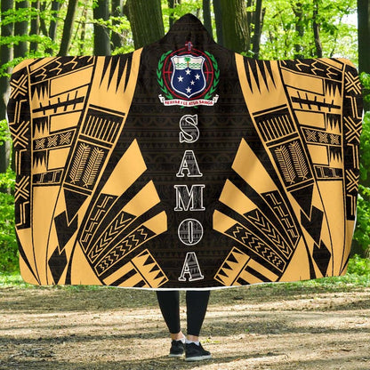 Samoa Hooded Blanket - Polynesian Tattoo Gold