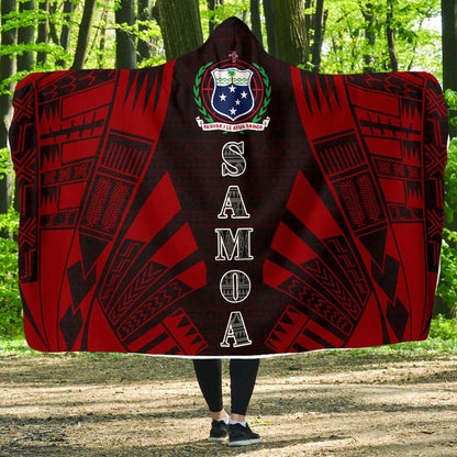 Samoa Hooded Blanket - Polynesian Tattoo Red