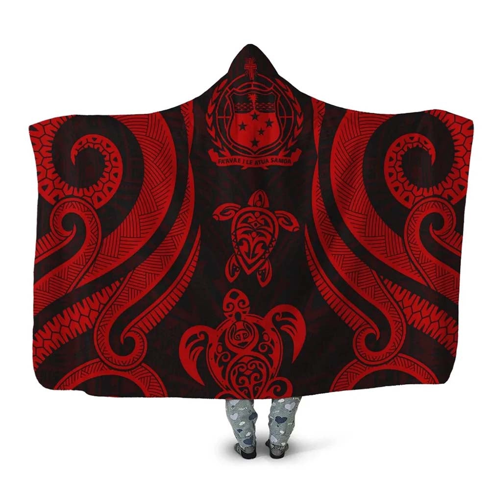 Samoa Hooded Blanket - Red Tentacle Turtle
