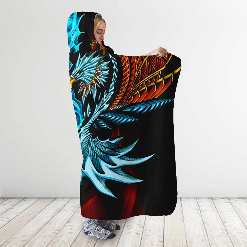Samoa Hooded Blanket - Samoan Warrior With Eagle