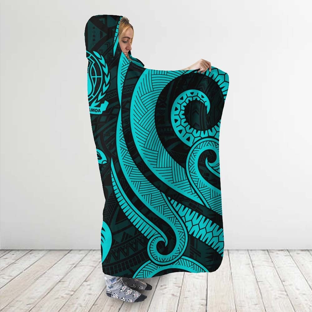 Samoa Hooded Blanket - Turquoise Tentacle Turtle