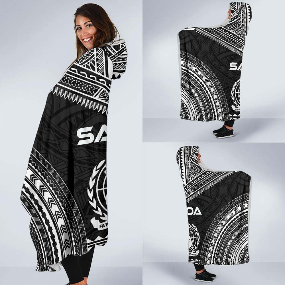 Samoa Polynesian Chief Hooded Blanket - Black Version