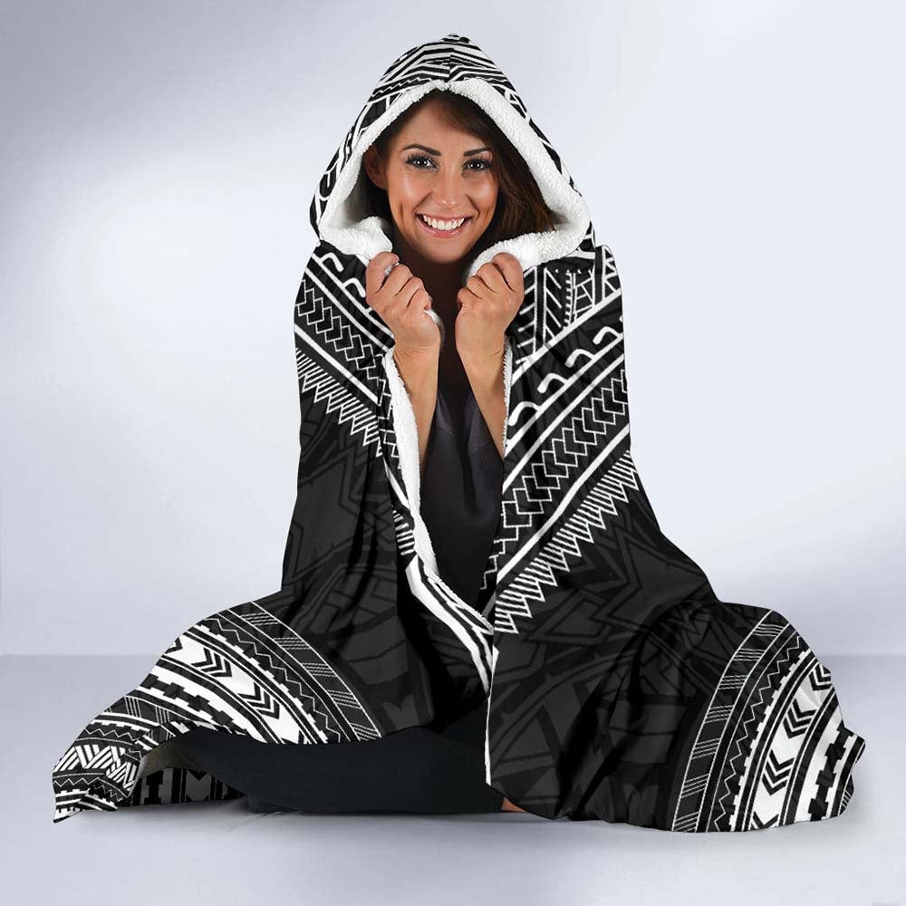 Samoa Polynesian Chief Hooded Blanket - Black Version
