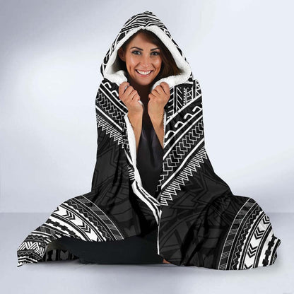 Samoa Polynesian Chief Hooded Blanket - Black Version