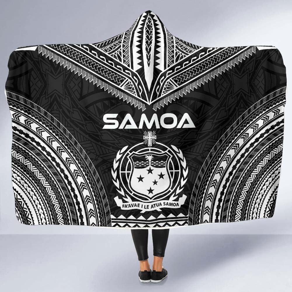 Samoa Polynesian Chief Hooded Blanket - Black Version