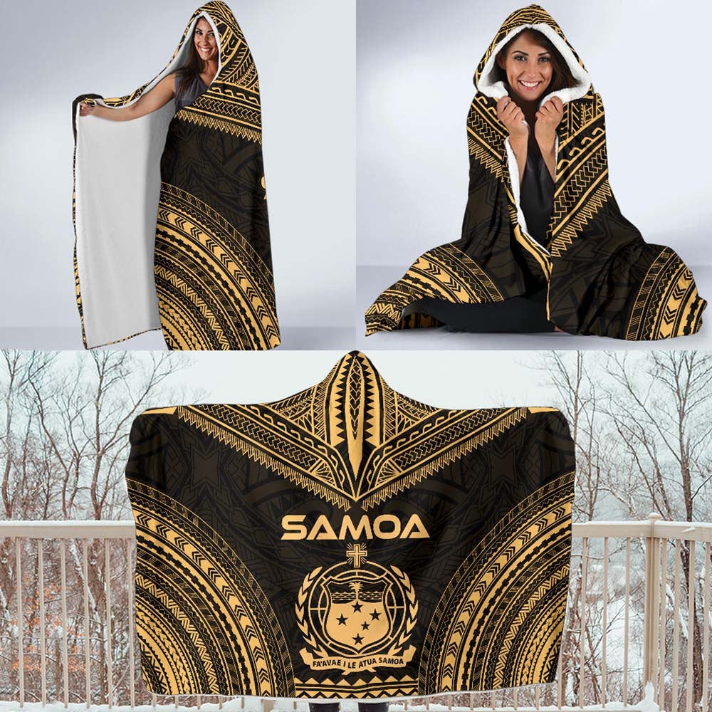 Samoa Polynesian Chief Hooded Blanket - Gold Version