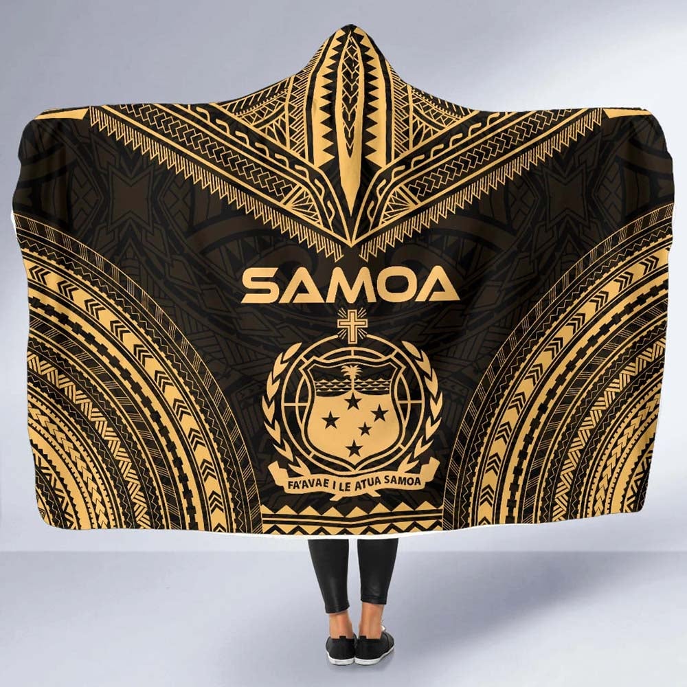 Samoa Polynesian Chief Hooded Blanket - Gold Version