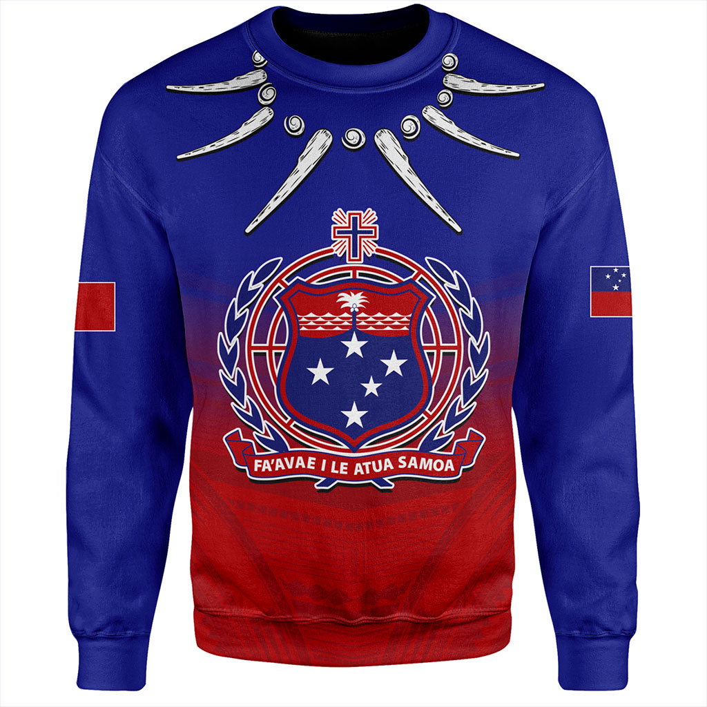 Samoa Sweatshirt Polynesian Tribal Ula Nifo Round