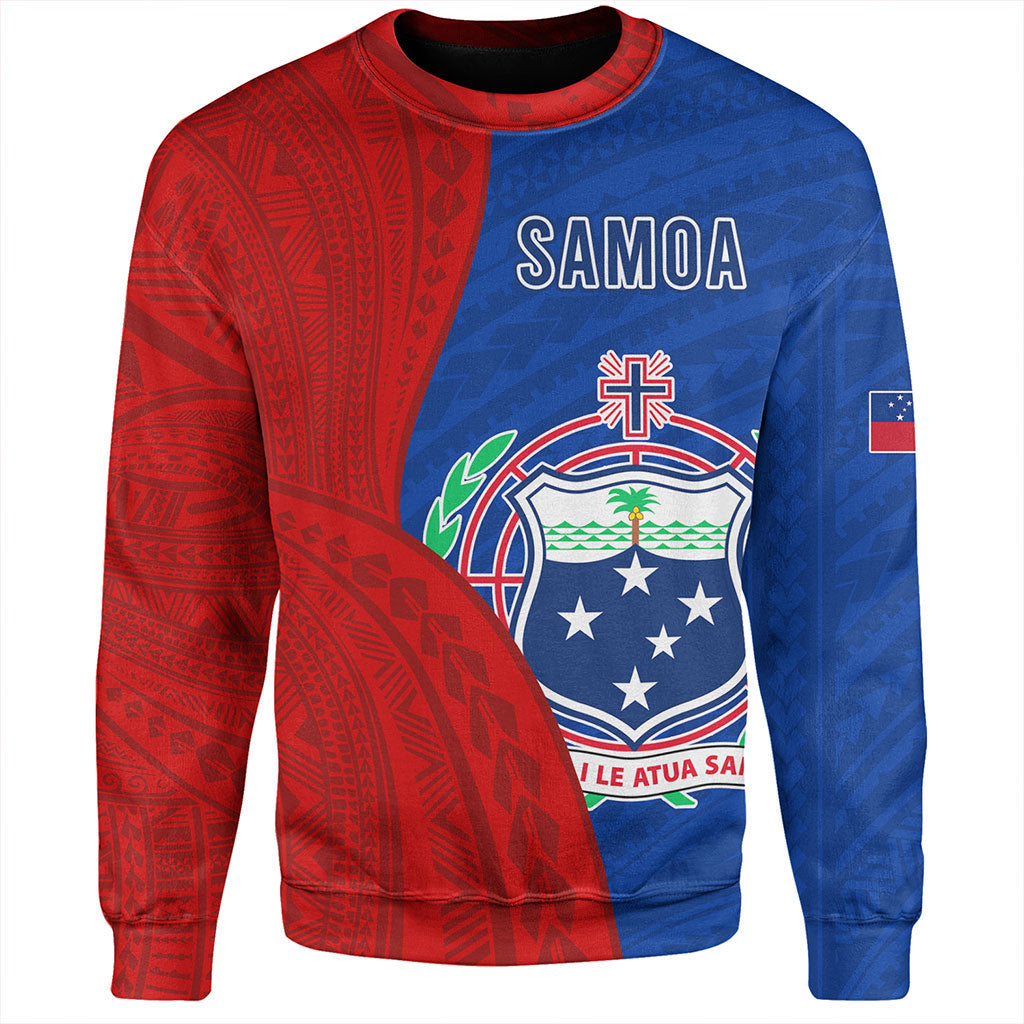 Samoa Sweatshirt Custom Polynesian Pattern With Coat Of Arms