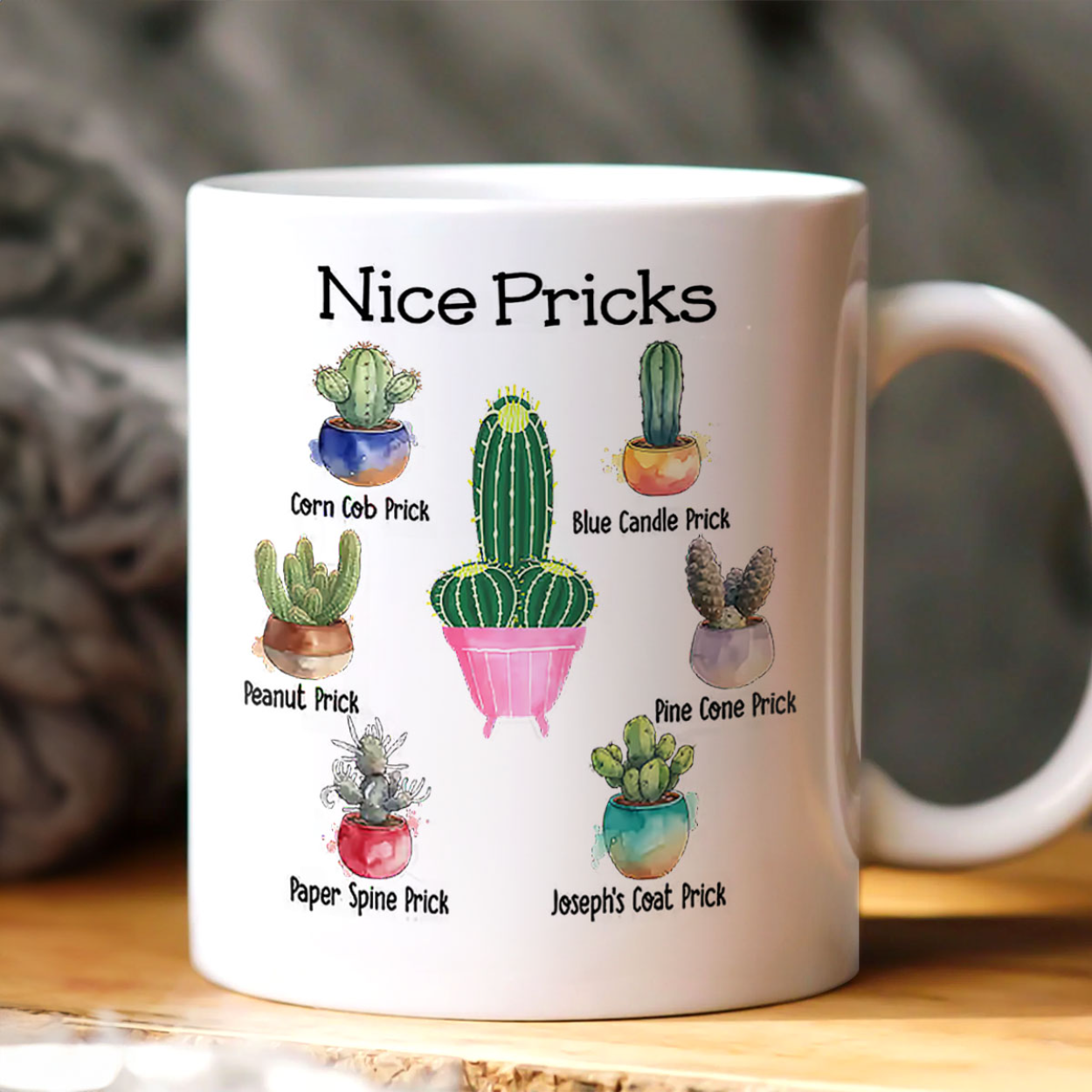 Funny Cactus Pricks - Personalized Ceramic Coffee Mug