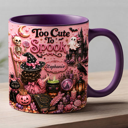 Too Cute To Spook - Personalized Pink Halloween Accent Mug