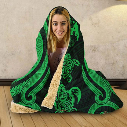 Tonga Hooded Blanket - Green Tentacle Turtle