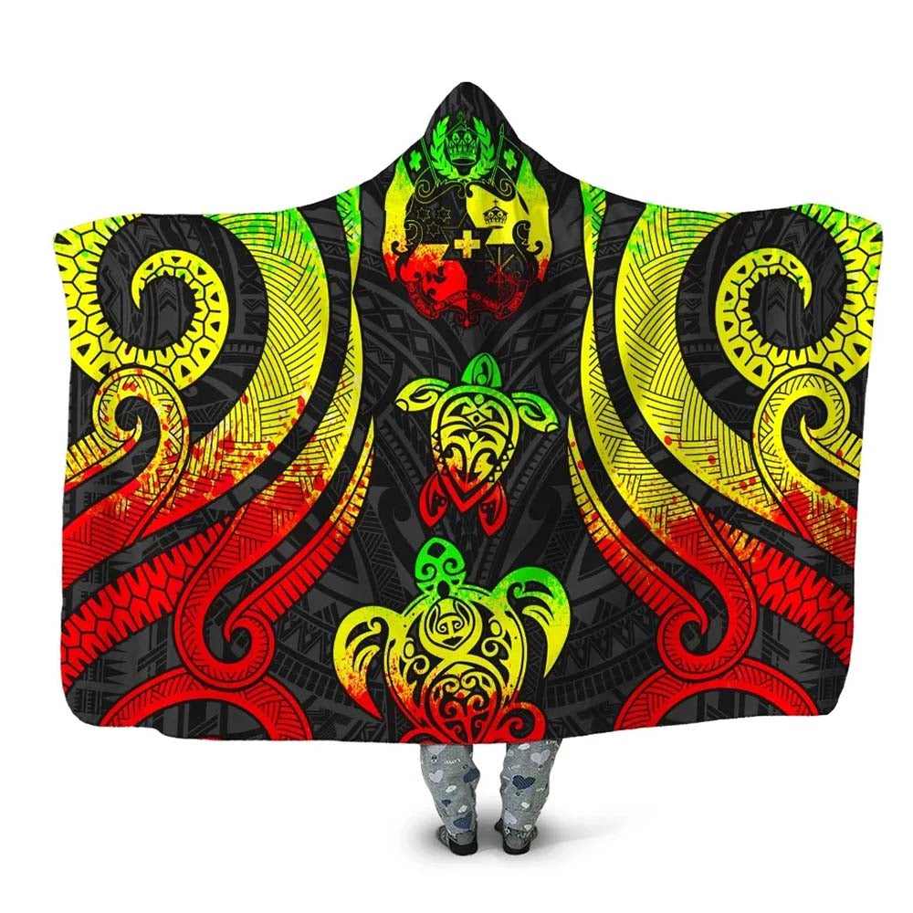 Tonga Hooded Blanket - Reggae Tentacle Turtle-Myprintsy
