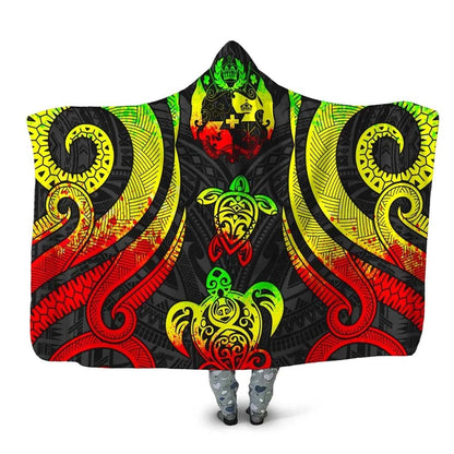 Tonga Hooded Blanket - Reggae Tentacle Turtle-Myprintsy