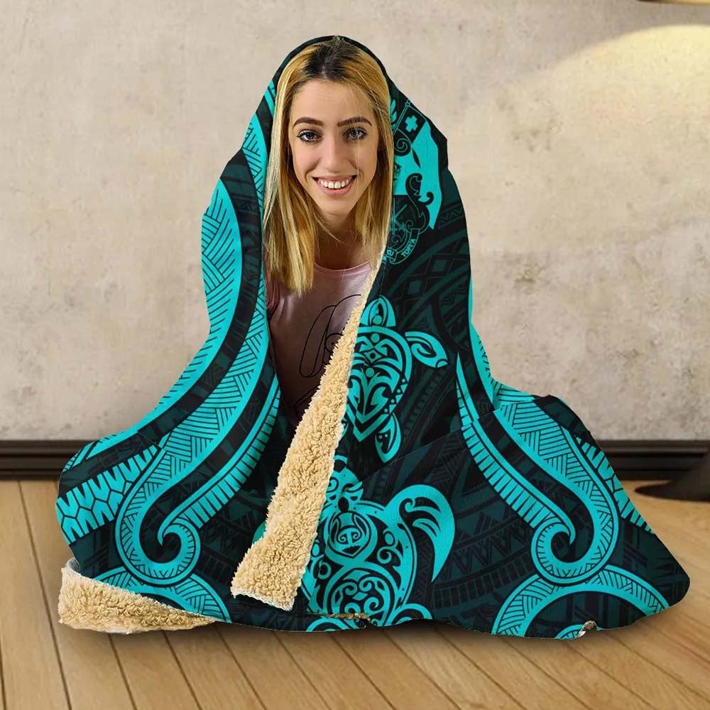 Tonga Hooded Blanket - Turquoise Tentacle Turtle