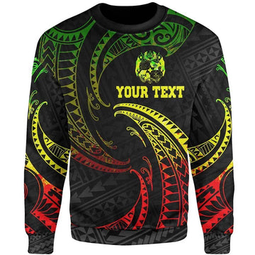 Tonga Polynesian Custom Personalised Sweatshirt - Reggae Tribal Wave-Myprintsy