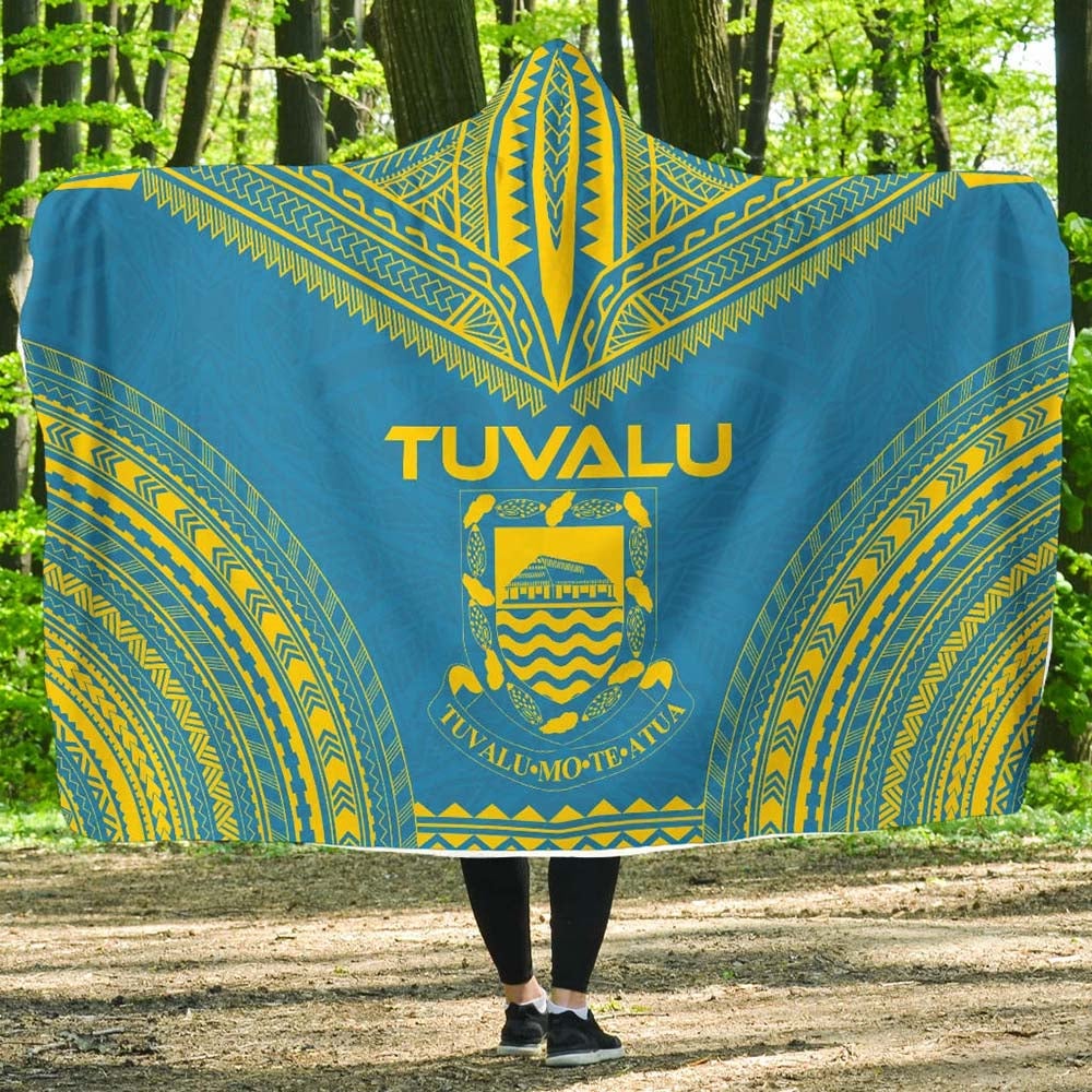 Tuvalu Flag Polynesian Chief Hooded Blanket