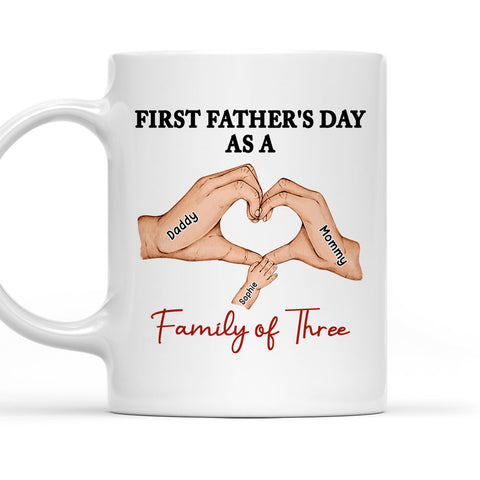 First Father' Day As A Family Of Three - Personalized Coffee Mug