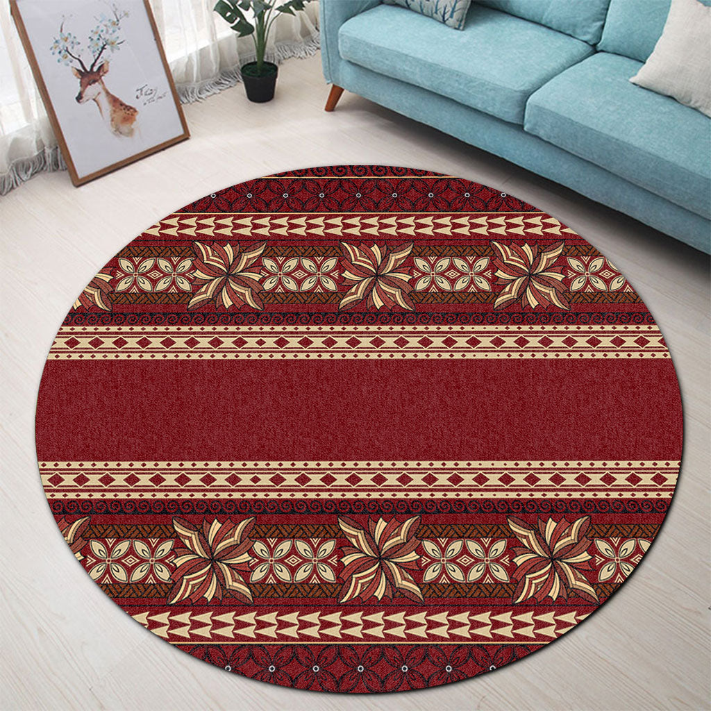 Samoa Round Rug Siapo Pattern Design