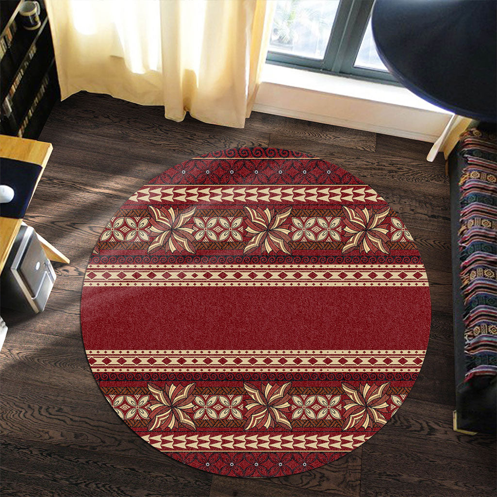 Samoa Round Rug Siapo Pattern Design