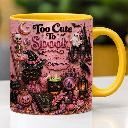 Too Cute To Spook - Personalized Pink Halloween 3D Accent Mug