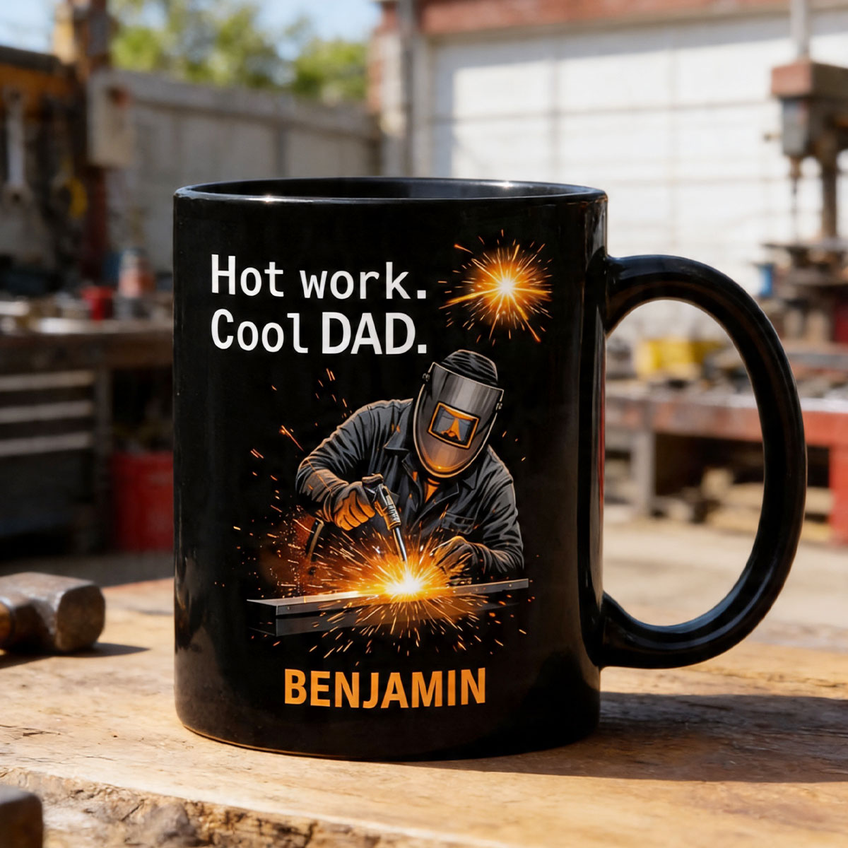 Hot Work, Cool Dad - Personalized Ceramic Coffee Mug