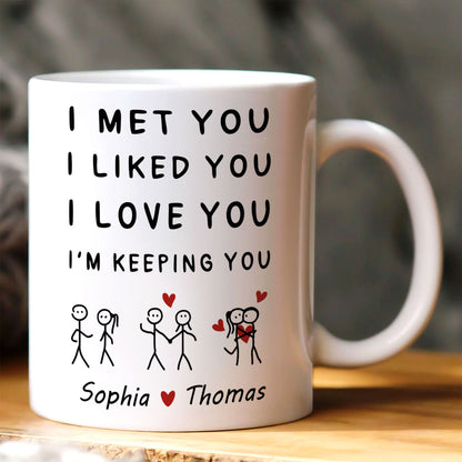 Met You Liked You Love You - Personalized Ceramic Coffee Mug