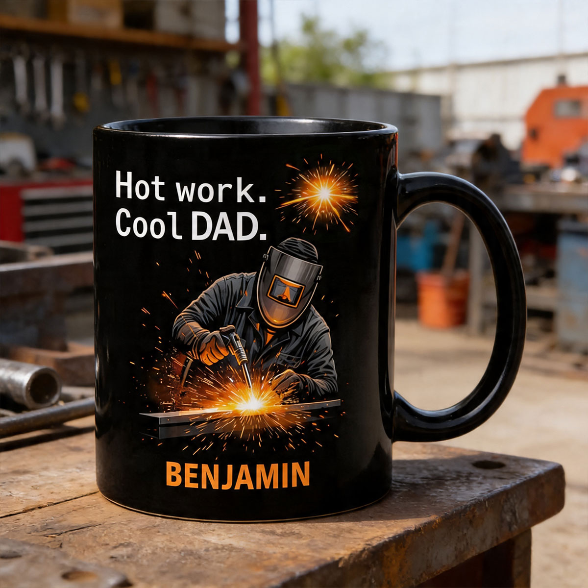 Hot Work, Cool Dad - Personalized Ceramic Coffee Mug