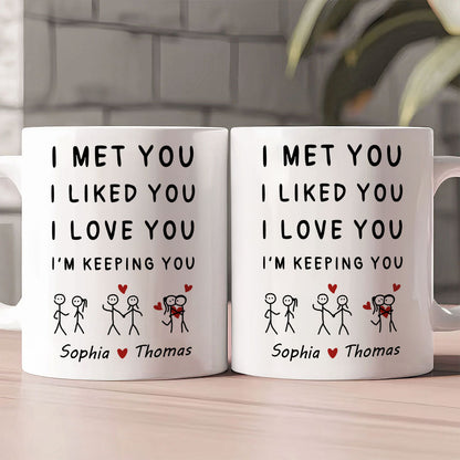 Met You Liked You Love You - Personalized Ceramic Coffee Mug