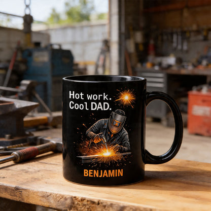 Hot Work, Cool Dad - Personalized Ceramic Coffee Mug