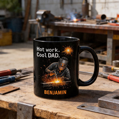Hot Work, Cool Dad - Personalized Ceramic Coffee Mug