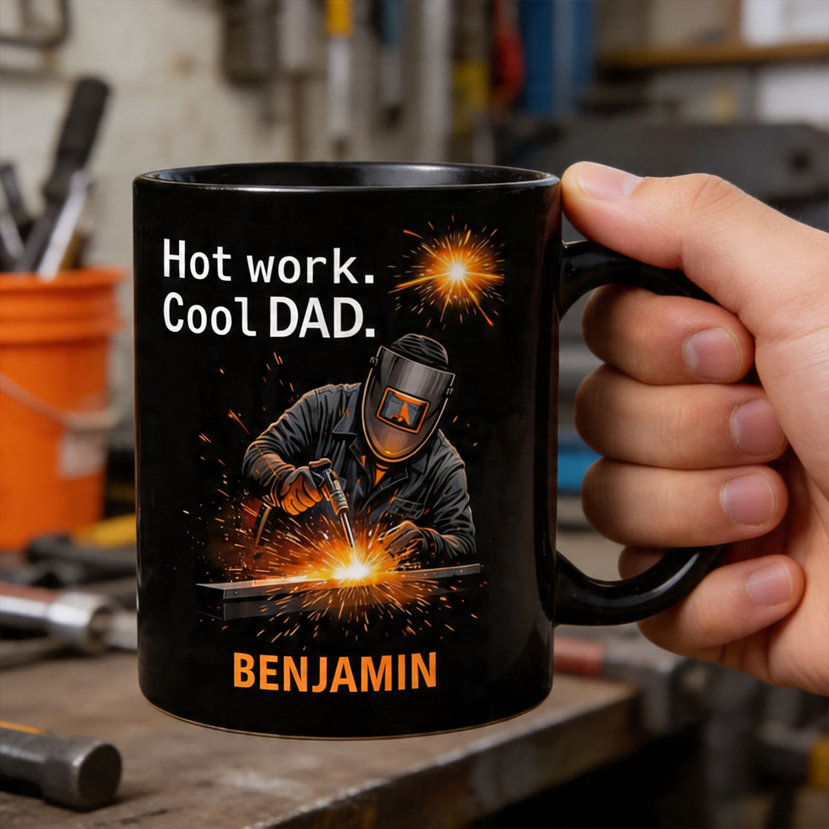 Hot Work, Cool Dad - Personalized Ceramic Coffee Mug