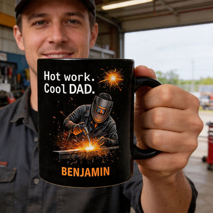 Hot Work, Cool Dad - Personalized Ceramic Coffee Mug